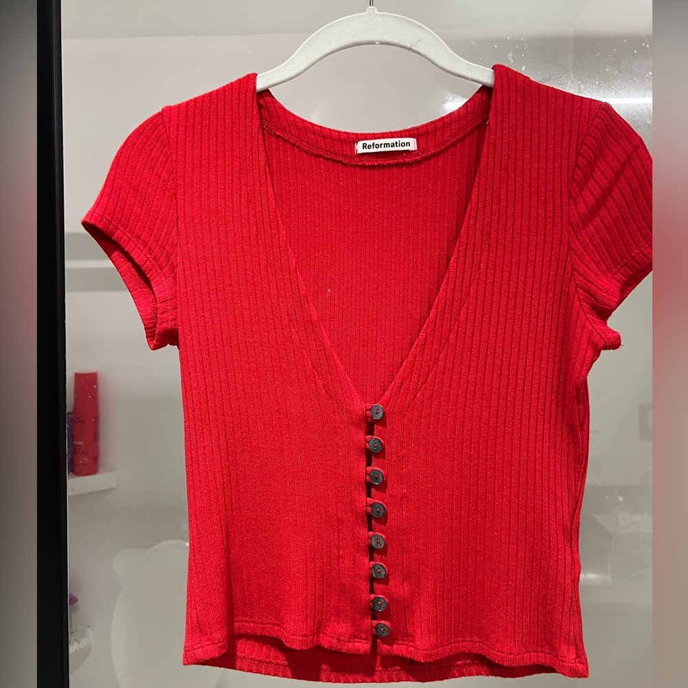Reformation short sleeve sweater top